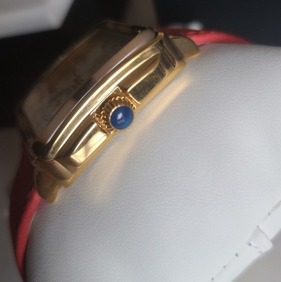 GV2 Gevril Bari Tortoise Diamond Watch, Red Suede Strap, NWT - Picture 10 of 16